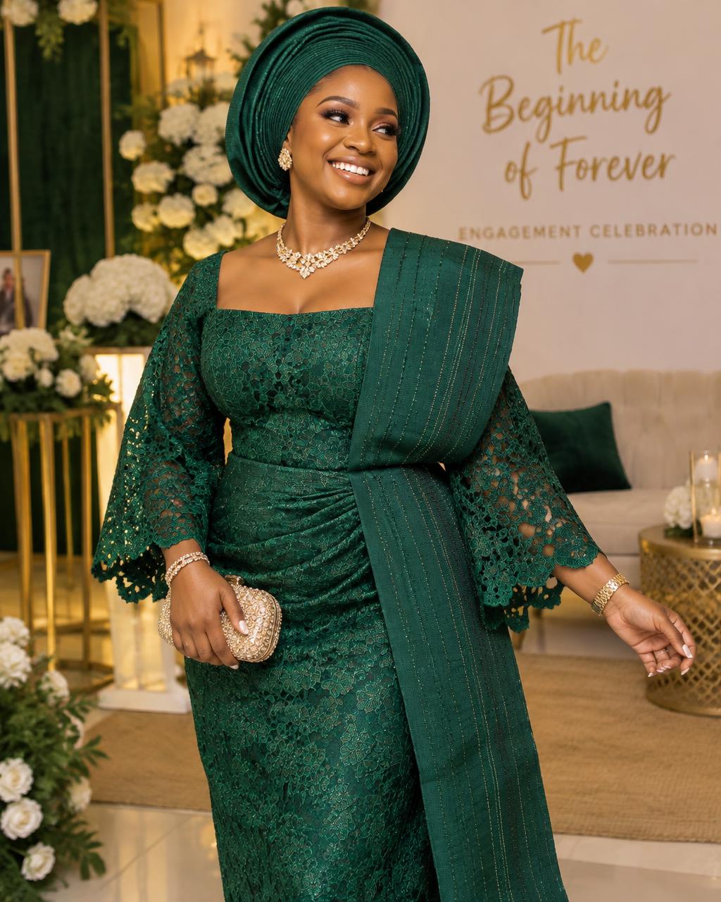 Emerald lace iro & buba with ipele
